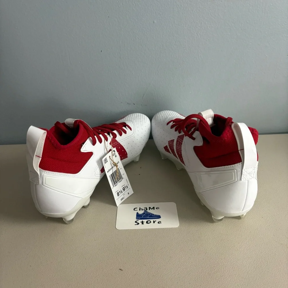 adidas Adizero Impact Football Cleats White Red Shoes IF2477 Men’s Sz 8.5 - Picture 5 of 9